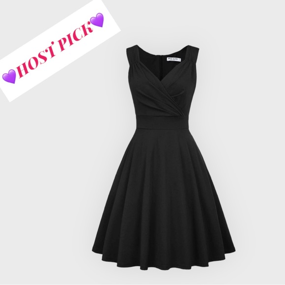 Grace Karin Dresses & Skirts - Grace Karin Black Vintage Swing Style Dress w/V-Neck,Worn 2x,Medium
